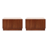 Contemporary Birch and Oak Sideboards with Travertine Top by LA Studio