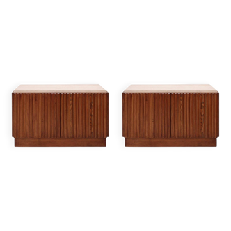 Contemporary Birch and Oak Sideboards with Travertine Top by LA Studio