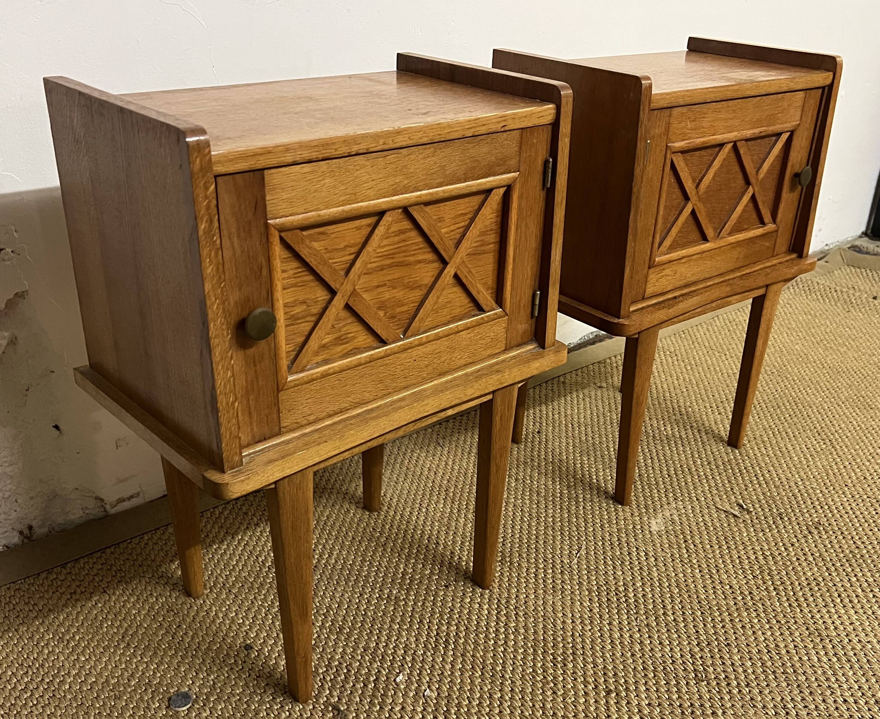 Pair of Vintage Bedside Tables Scandinavian Style 50s Vintage
