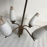 Glass and gilded brass chandelier