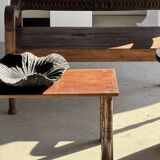 Black solid mango side table (monoxyle) with conical legs