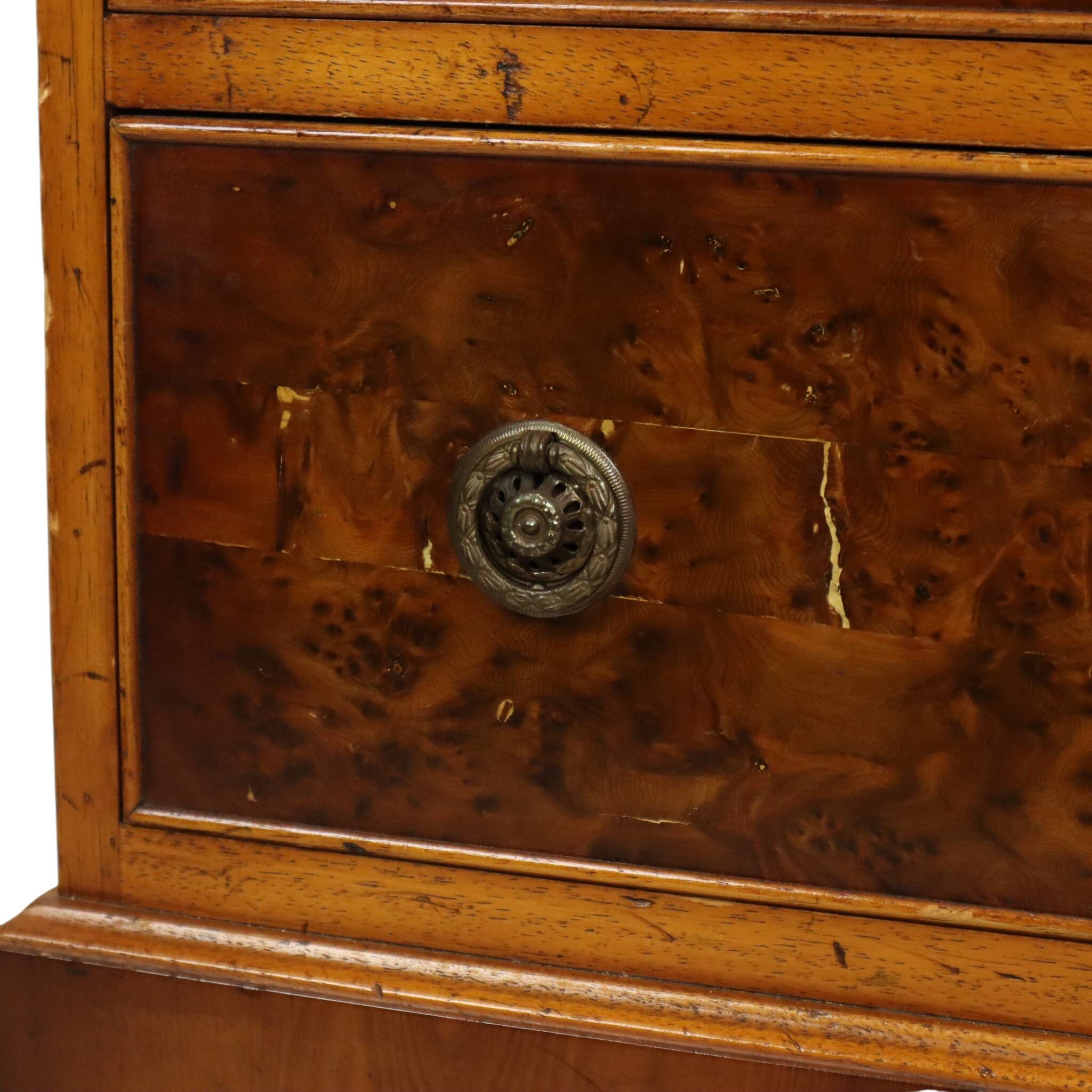 Vintage Chest of Drawers Burton Reproductions Burl Wood Veneer 116cm