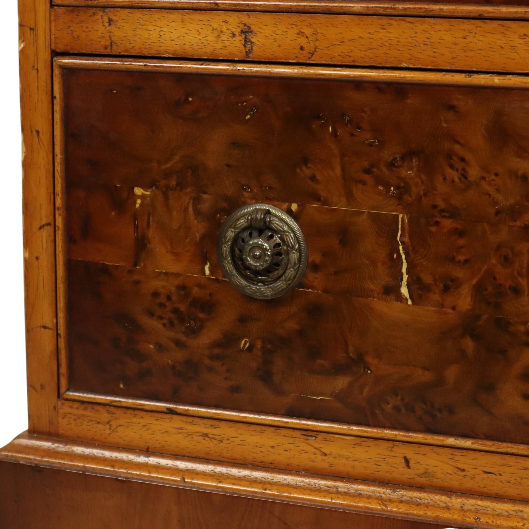 Vintage Chest of Drawers Burton Reproductions Burl Wood Veneer 116cm