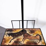 Black metal magazine rack floor lamp with ceramic shelf