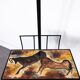 Black metal magazine rack floor lamp with ceramic shelf