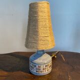 Ceramic lamp Vallauris Old Mill year 60 lampshade rope