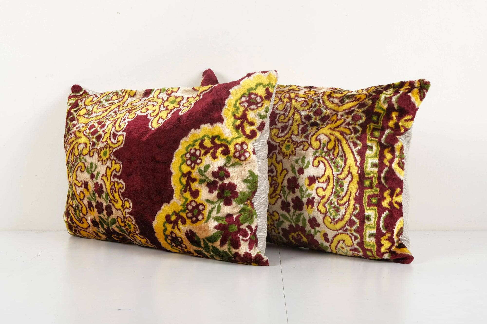 Set of 2 vintage velvet cushion covers 61x41 cm