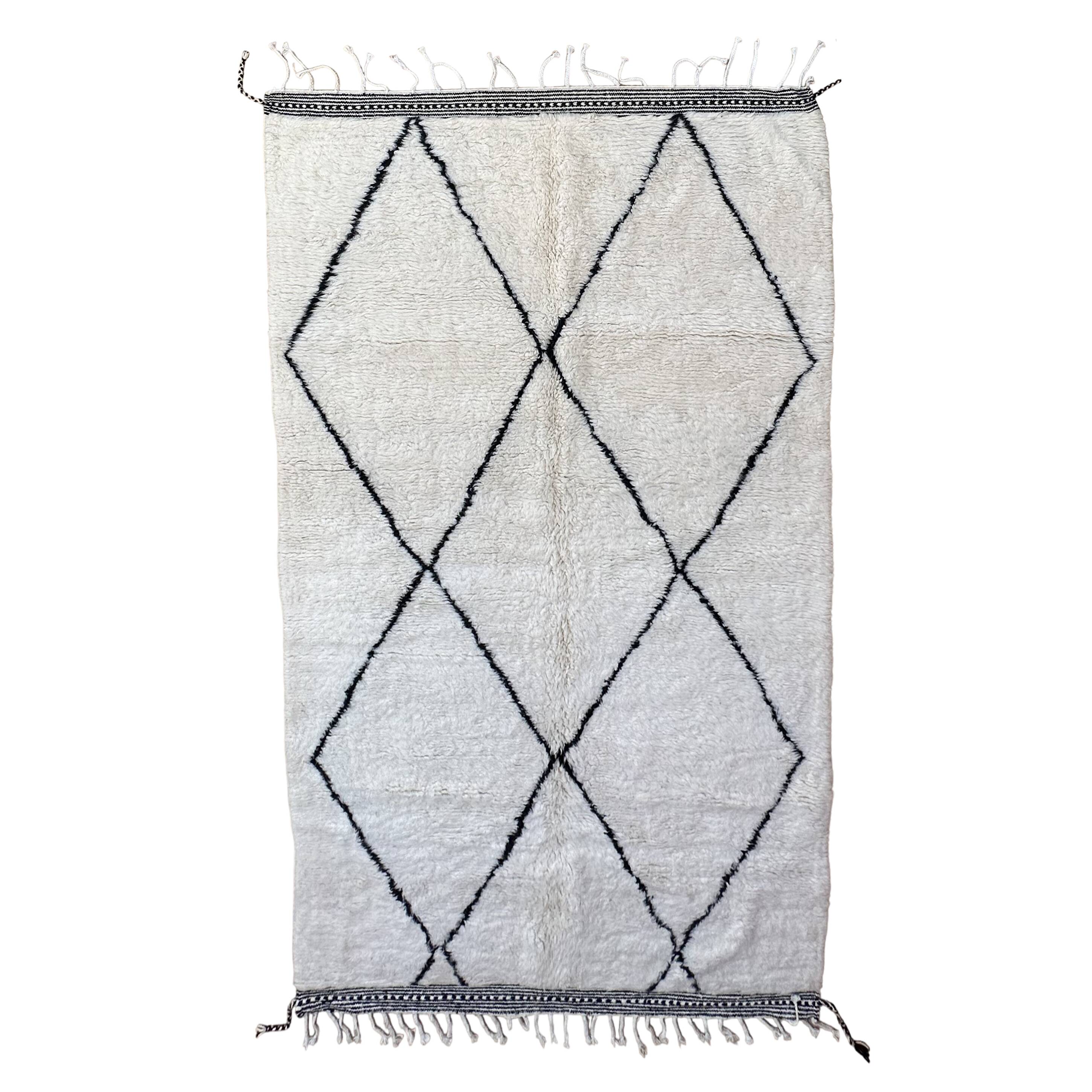 Tapis Marocain Beni Ourain blanc - 347 x 202 cm