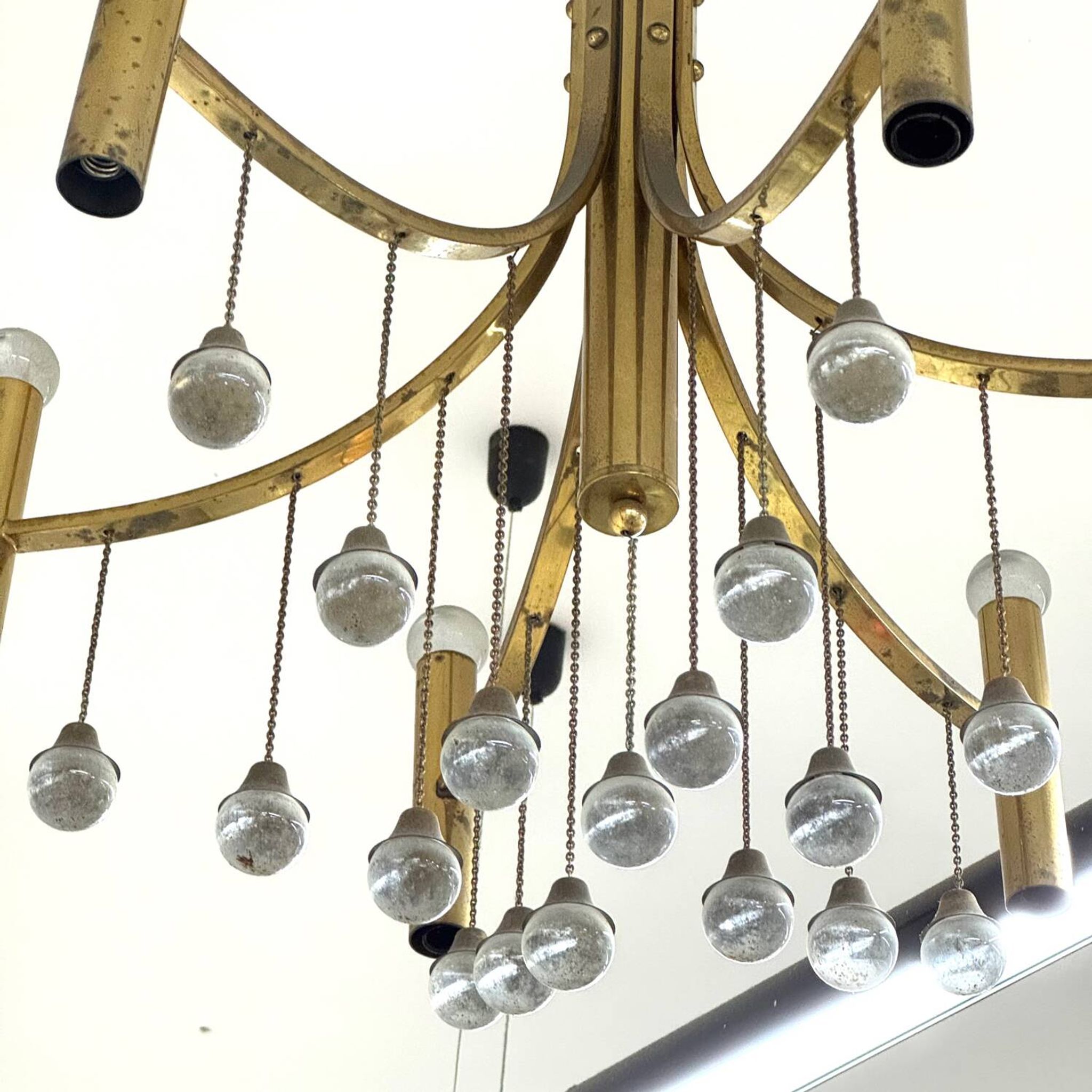 Gaetano Sciolari Geometric Chandelier Hollywood Regency 1970’s