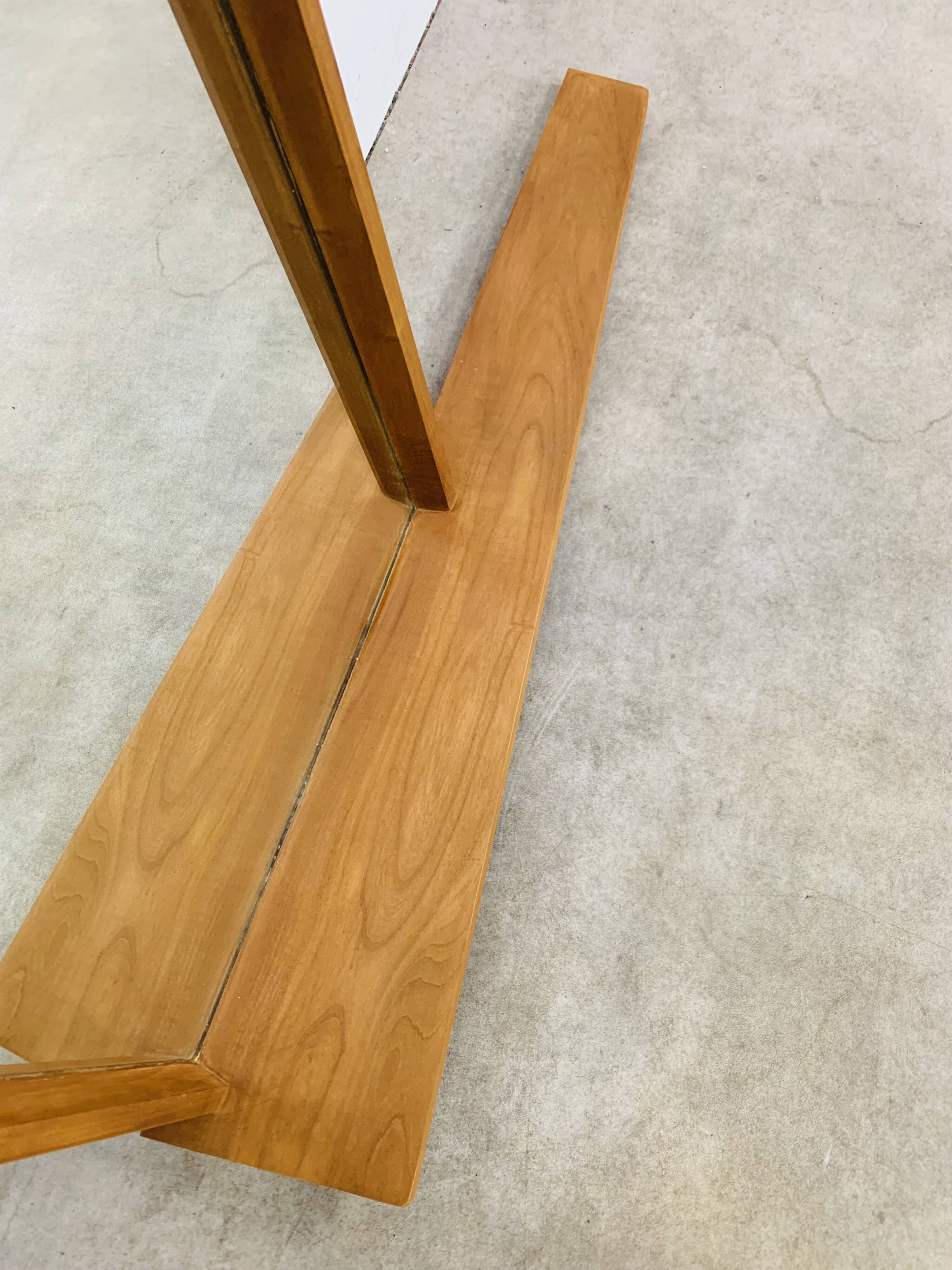 Scandinavian mirror with asymmetrical shelf in wood, 1960s