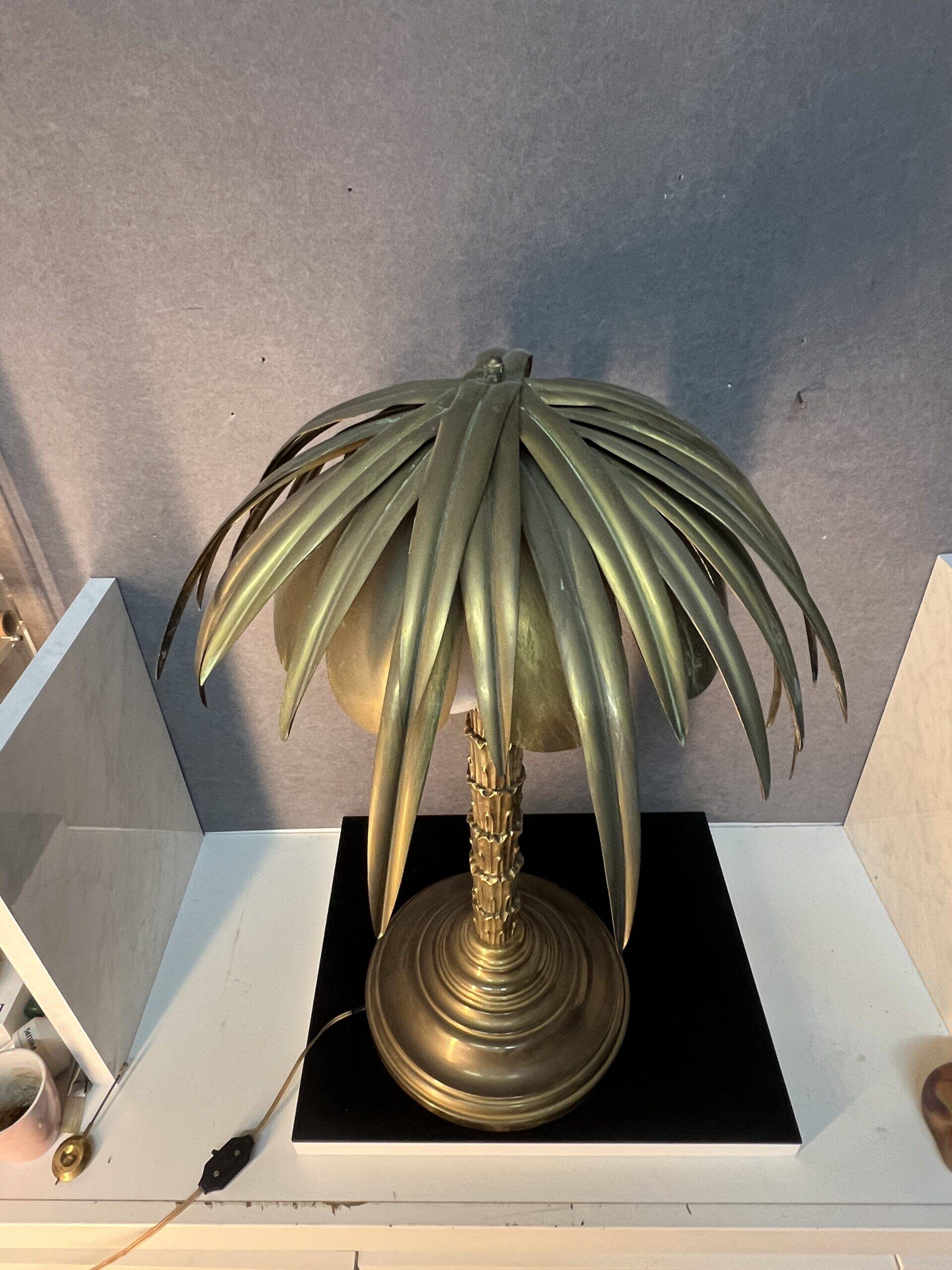 Palm tree lamp  bronze and brass