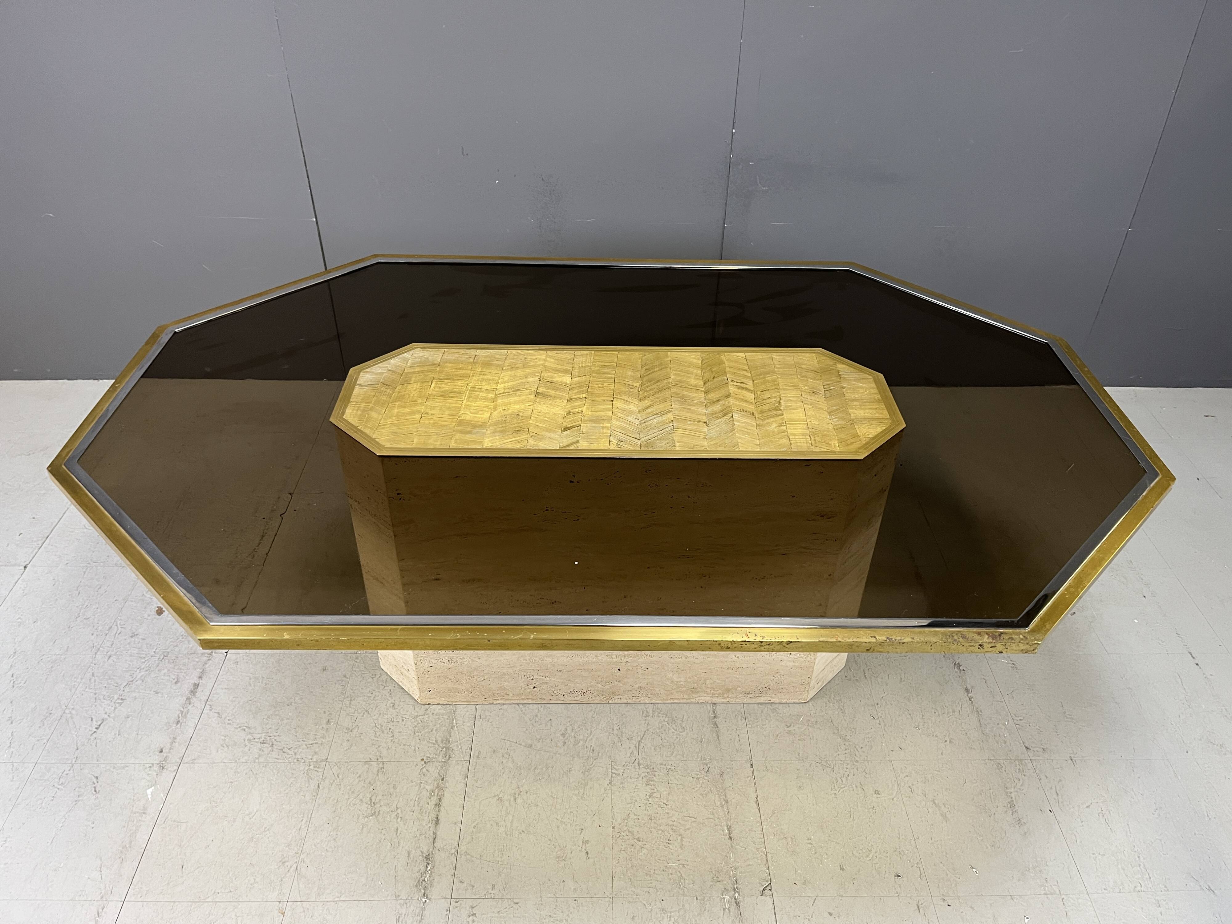 Vintage Etched Brass Art Design Table by Roger Vanhevel