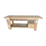 Old solid wood carpenter's workbench