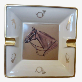 Cendrier " Cheval " en porcelaine Philippe Deshoulières, collection Derby années 70 80