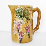 1900 earthenware pitcher with pink flowers