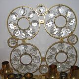 Lampe murale doré, cristaux de verre des années 1960