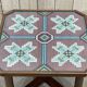Art Deco side table in mahogany, fabric and glass.