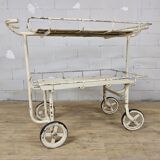 Vintage large metal hospital trolley linen nurse cart