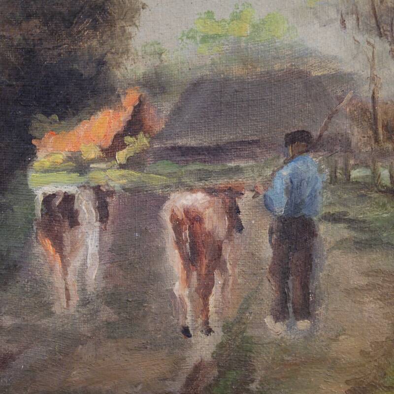 20th century Flemish bucolic landscape painting