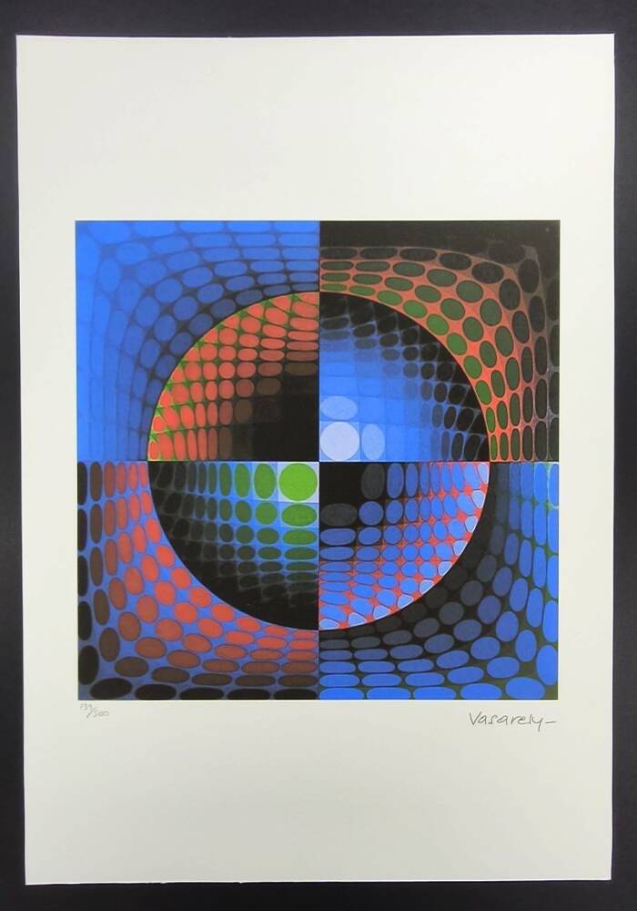 Lithograph by Victor Vasarely, limited edition numbered, 1970s.