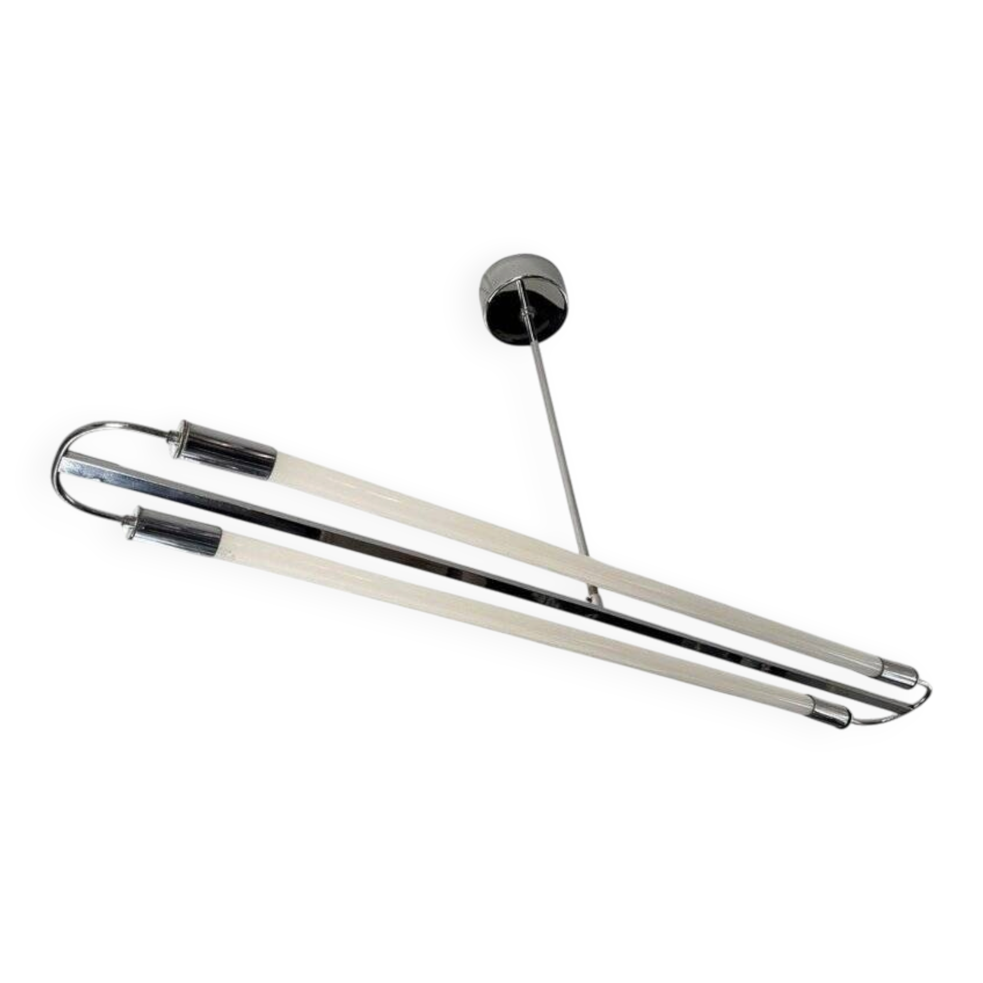 Streamline modern ceiling lamp in chrome with neon tubes, Germany, 1935
