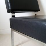 Chrome metal and imitation leather armchair from the 50s