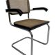 Set of 4 chairs model B64 Cesca with armrests in Black and Chrome