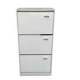 Scandinavian shoe cabinet with 3 beige wooden compartments from the 80s
