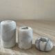 Trio of vintage white marble candle holders