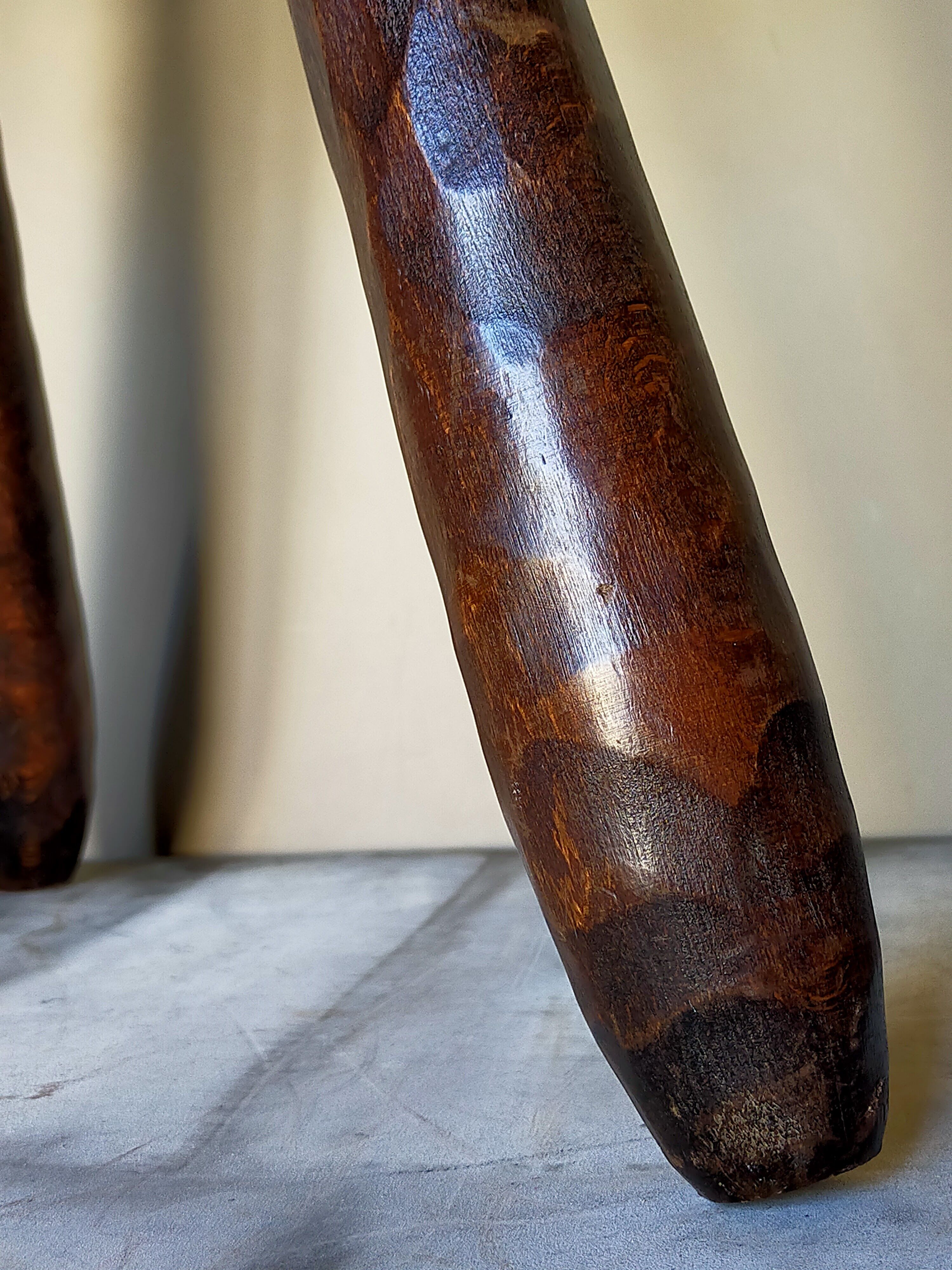 Vintage tripod stool form free feet solid wooden rockets