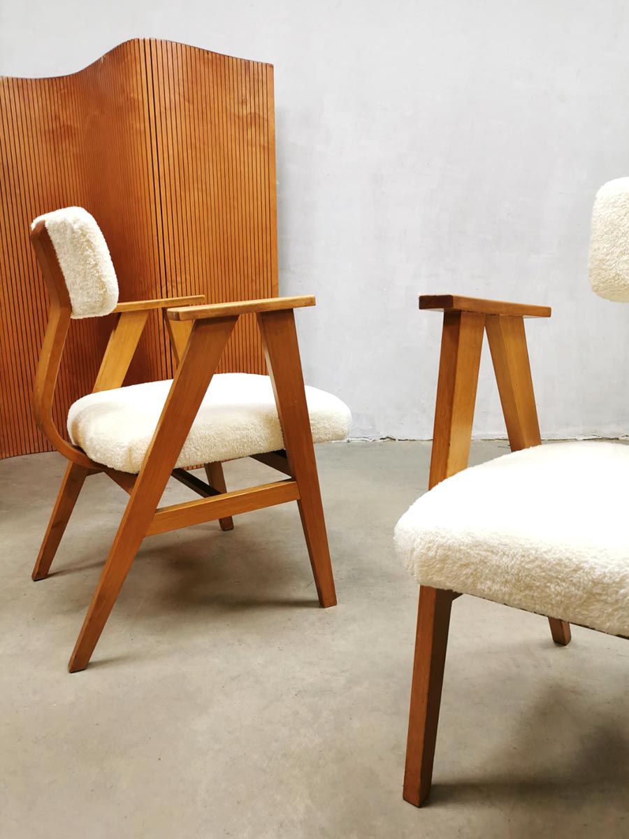 Vintage midcentury Dutch design arm chairs 1950s stoelen