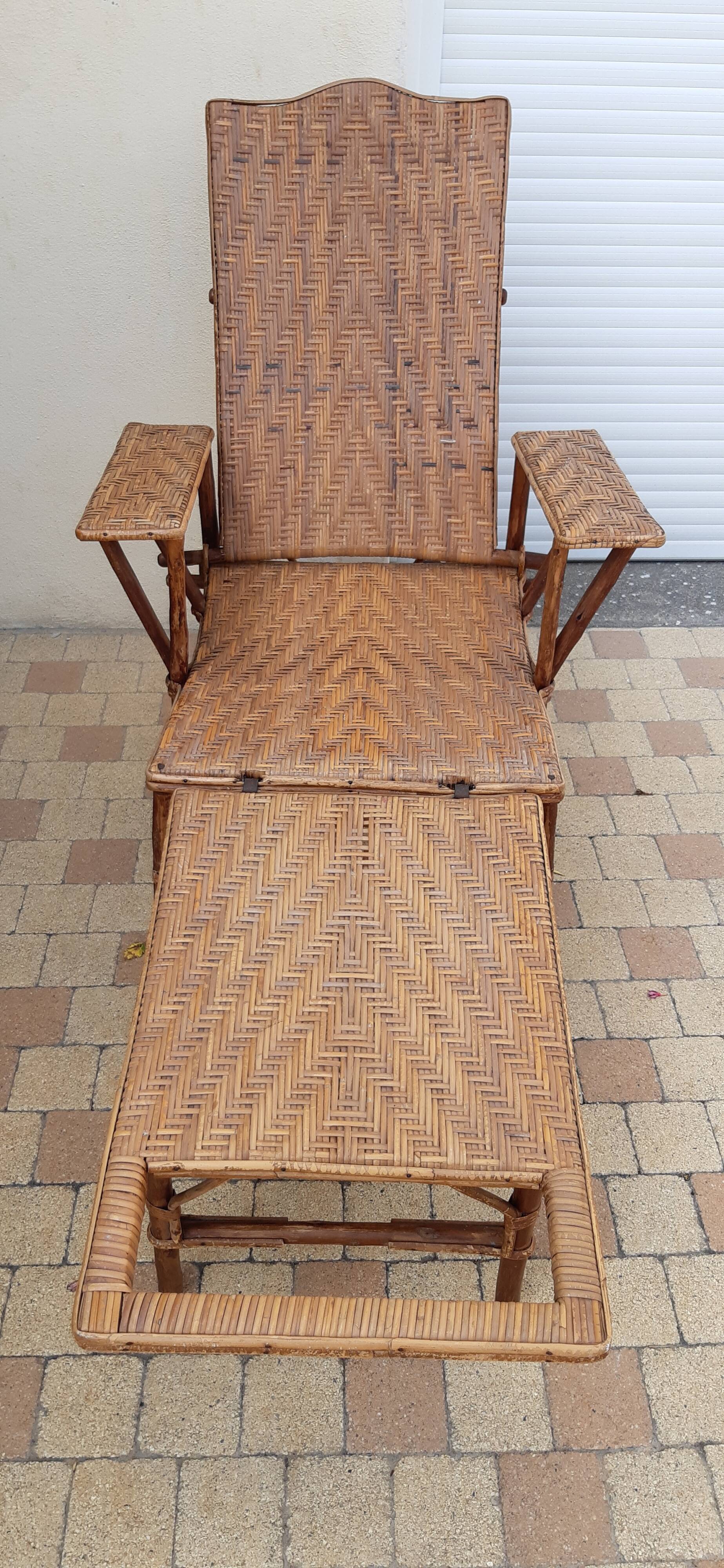 Deck chair in rattan and cannage 1900