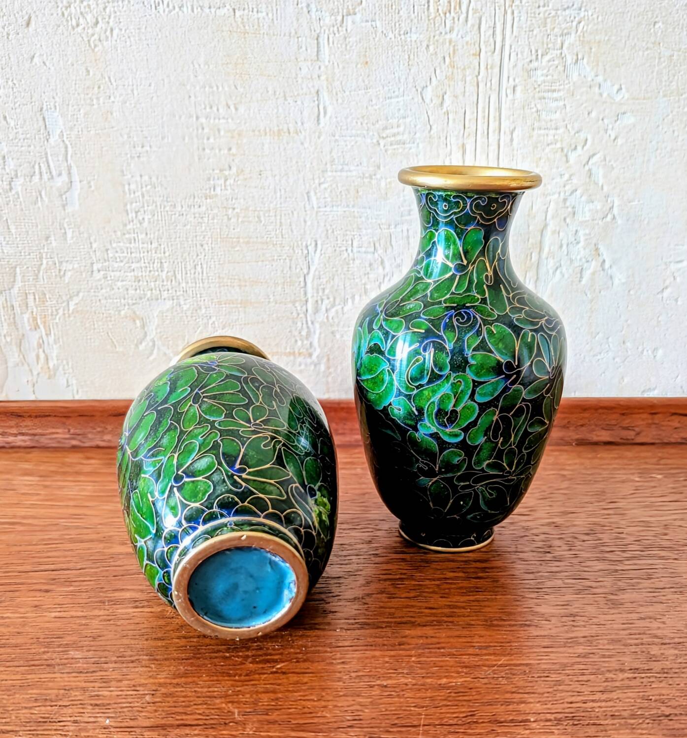 Pair of enameled cloisonné vases