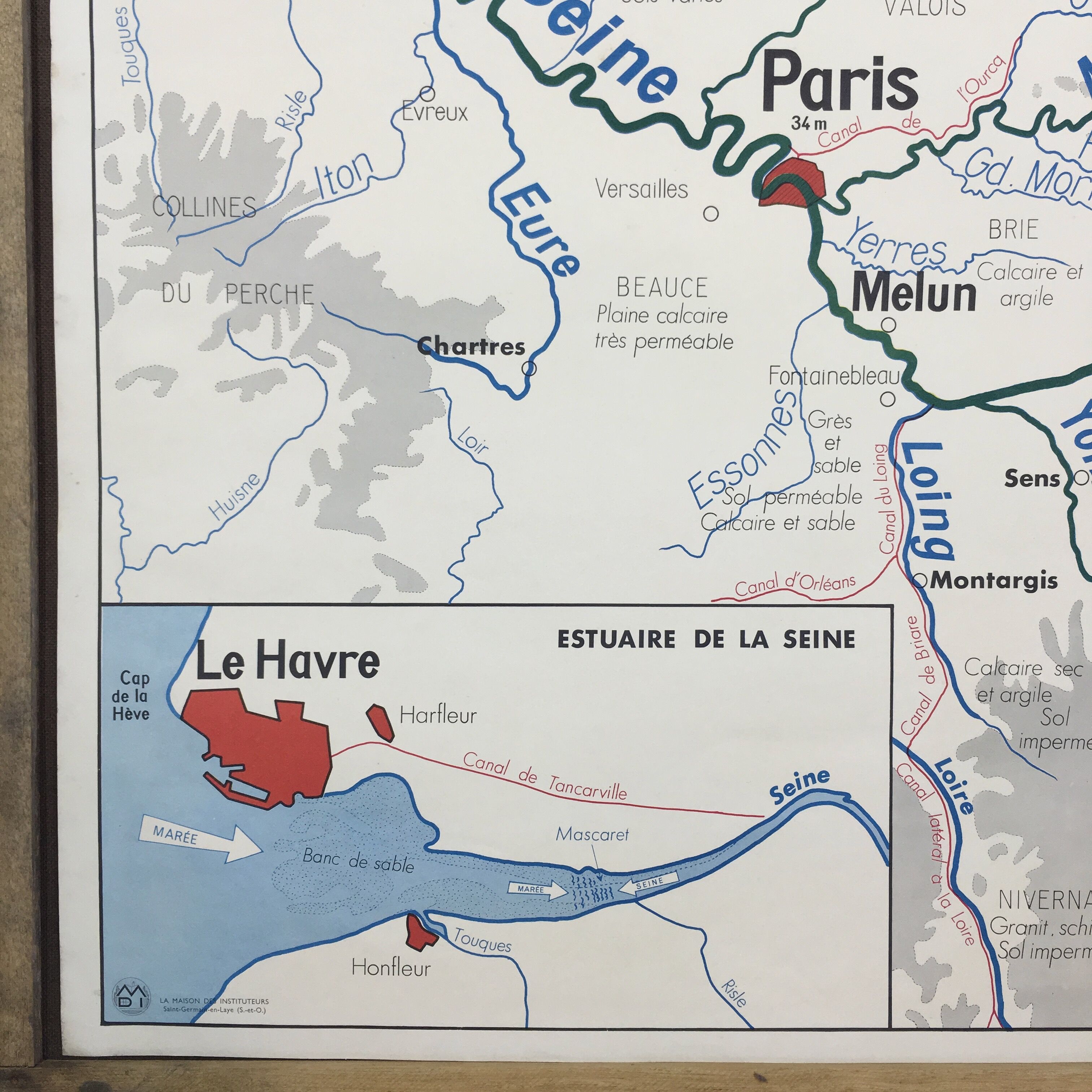 La Seine geographical school poster double sided