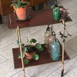 Vintage gold metal serving tray formica style