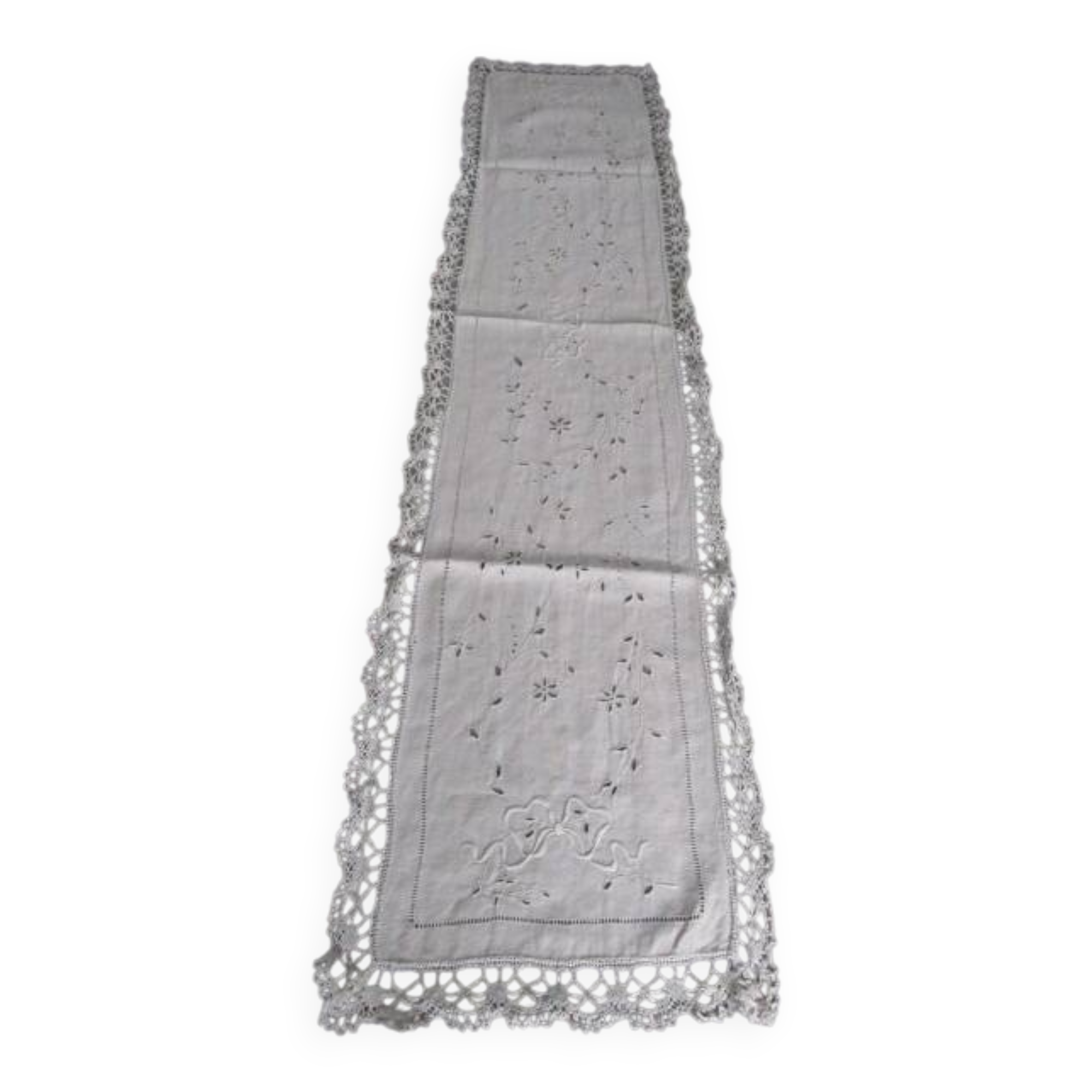 Antique large embroidered table centerpiece 150cm x 35cm