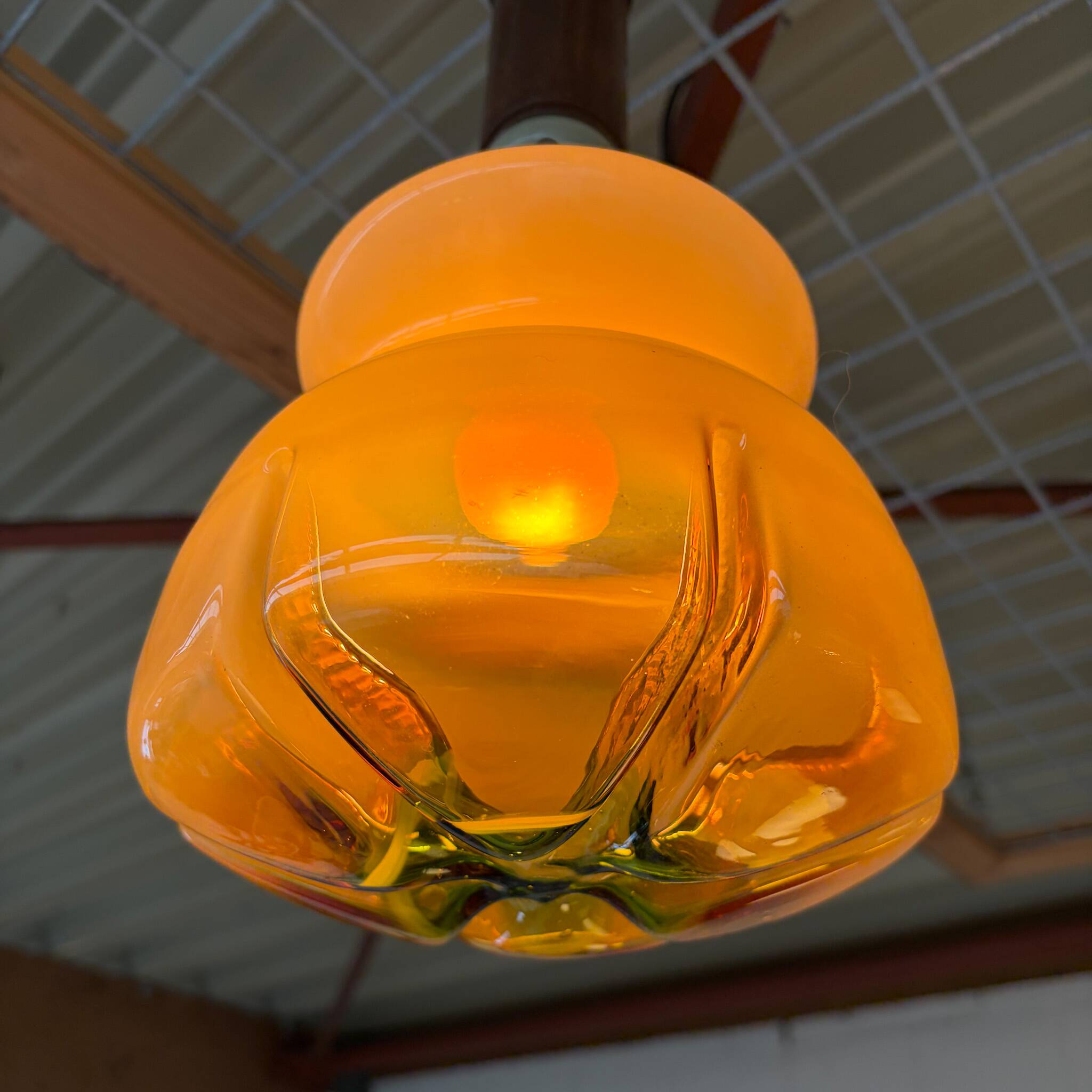 Amber colored Murano glass ceiling lamp from Italy, 1960s