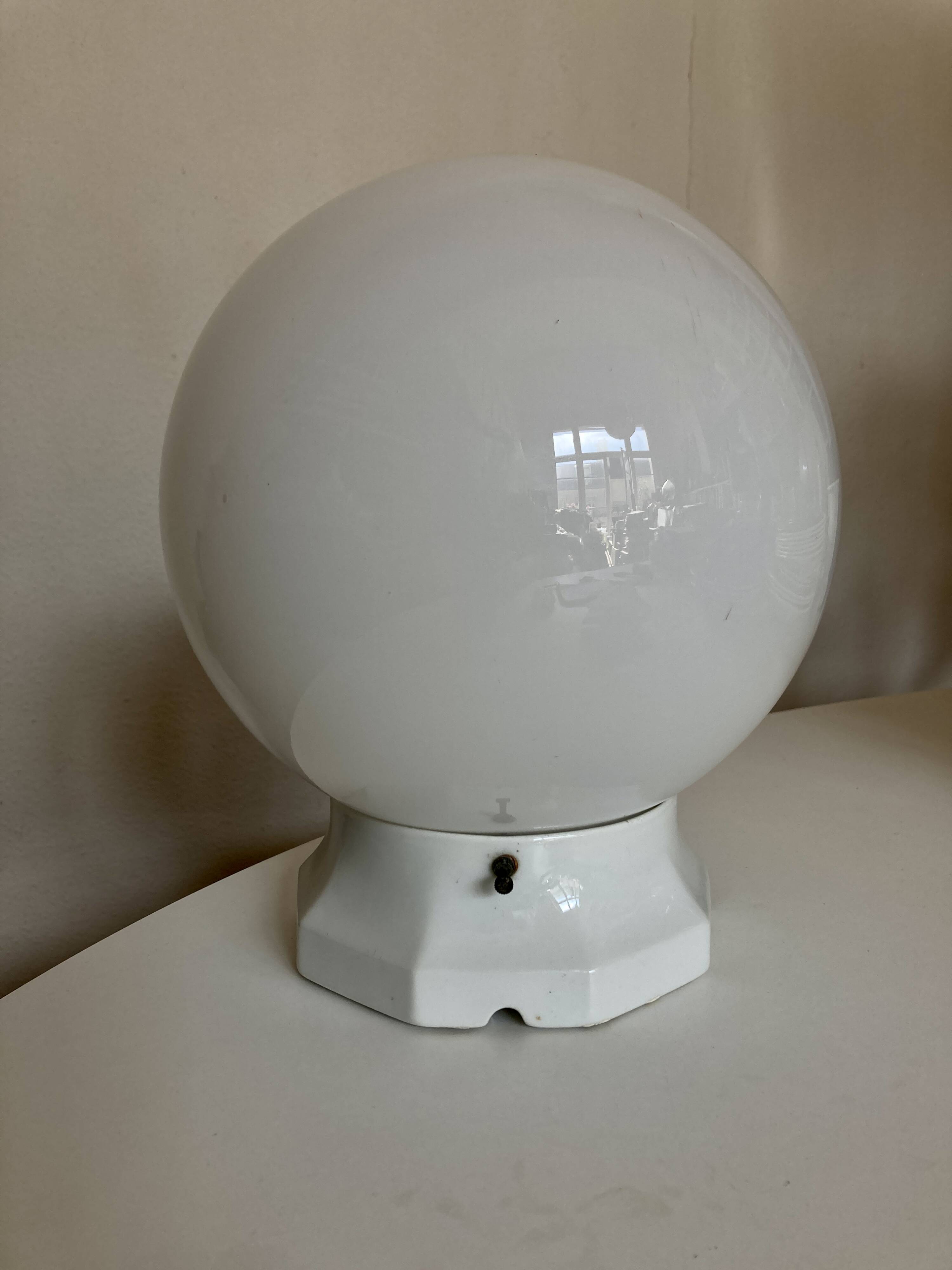 XL bathroom ceiling light from Palace, porcelain and opaline, 1950s