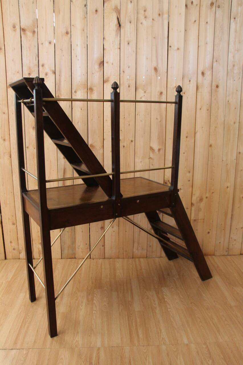 library step ladder in mahogany