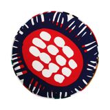 Contemporary Multicolour Floral patterned Fabric and Brass Italian Circular Pouf