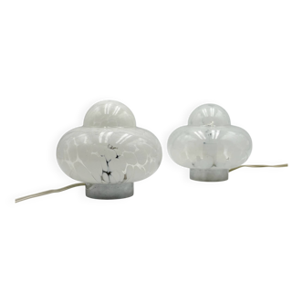 Pair of 1960s UFO Table Lamps with Marbled Glass Lampshade