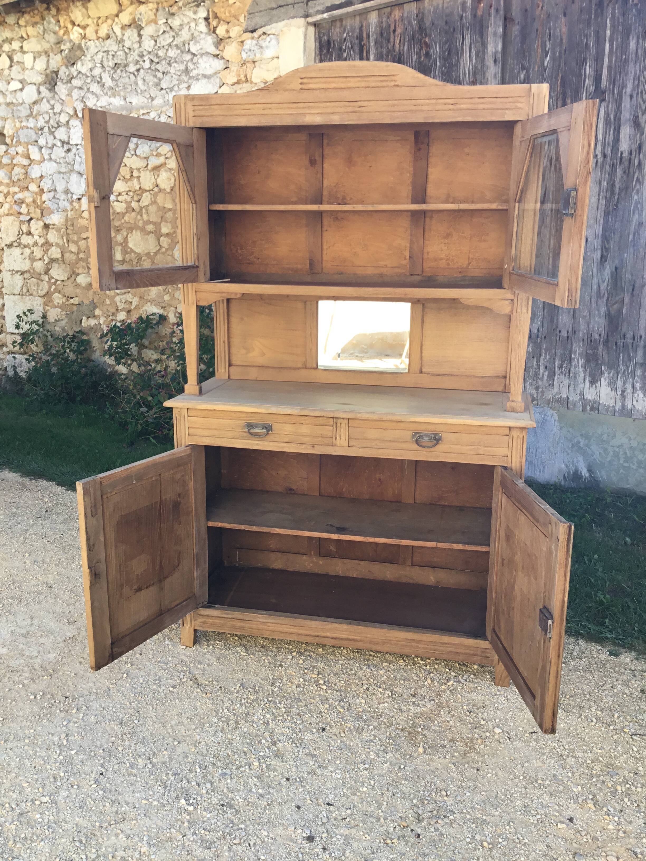 Two-body oak sideboard from the 1940s; stripped