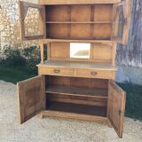 Two-body oak sideboard from the 1940s; stripped