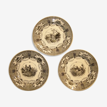 Set of 19th-century speaking Creil and Montereau plates