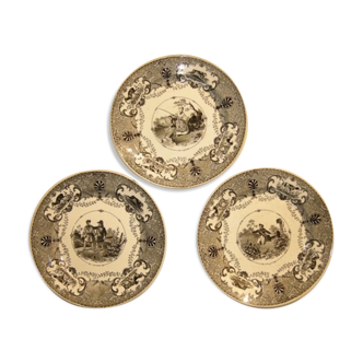 Set of 19th-century speaking Creil and Montereau plates