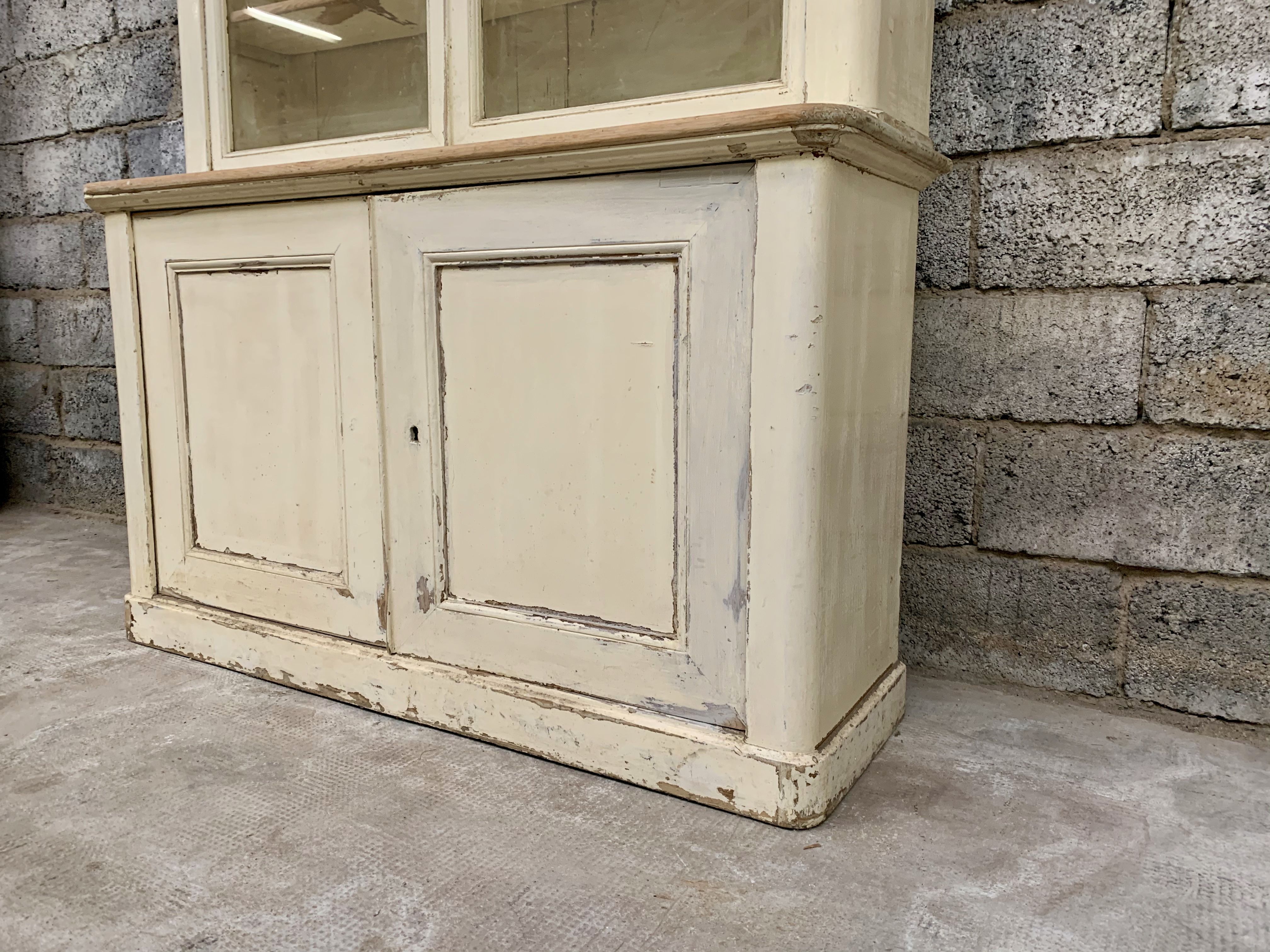 Bibliotheque showcase buffet two mid-19th body in white patina fir