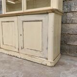 Vitrine bibliothèque buffet deux corps milieu XIXeme en sapin patine blanc