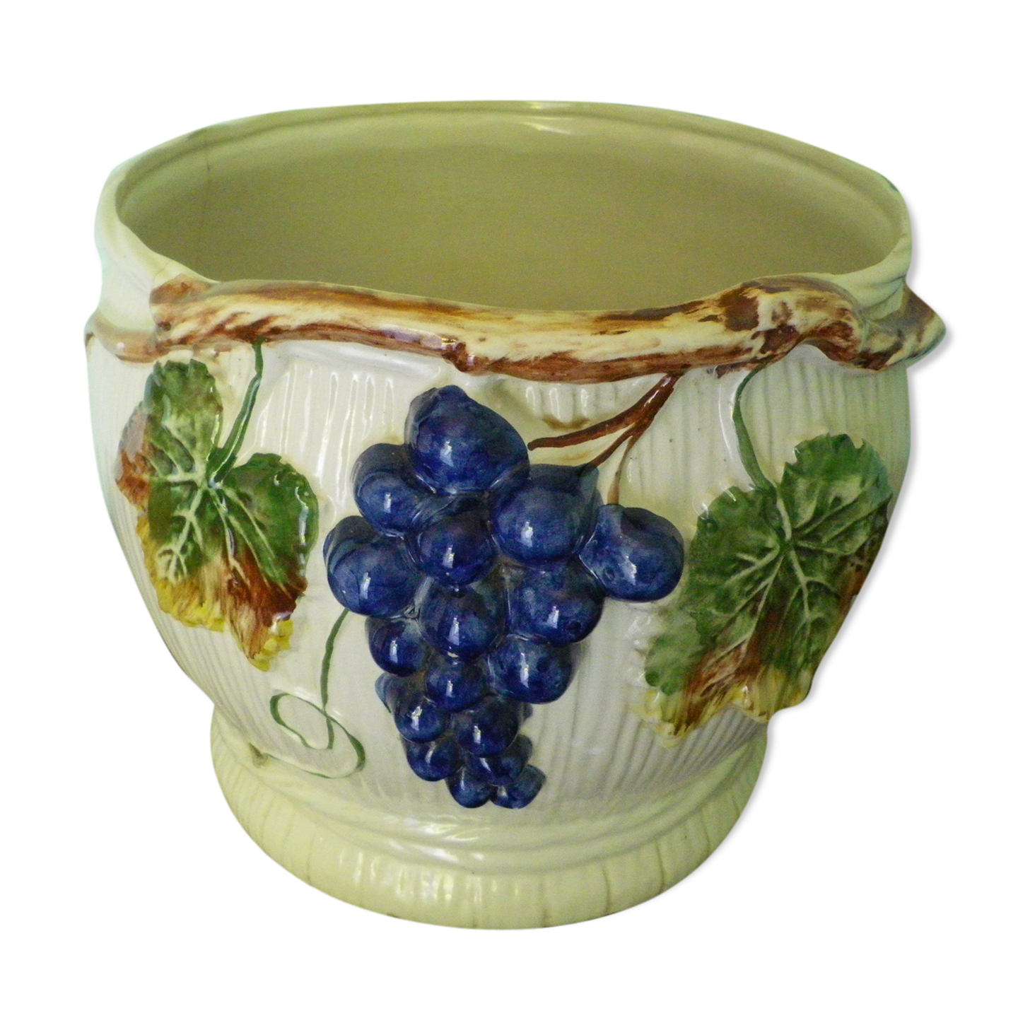 Ceramic flower pot with dabbling decorations