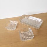 Set of vintage Arcoroc ramekin raviers on their tray