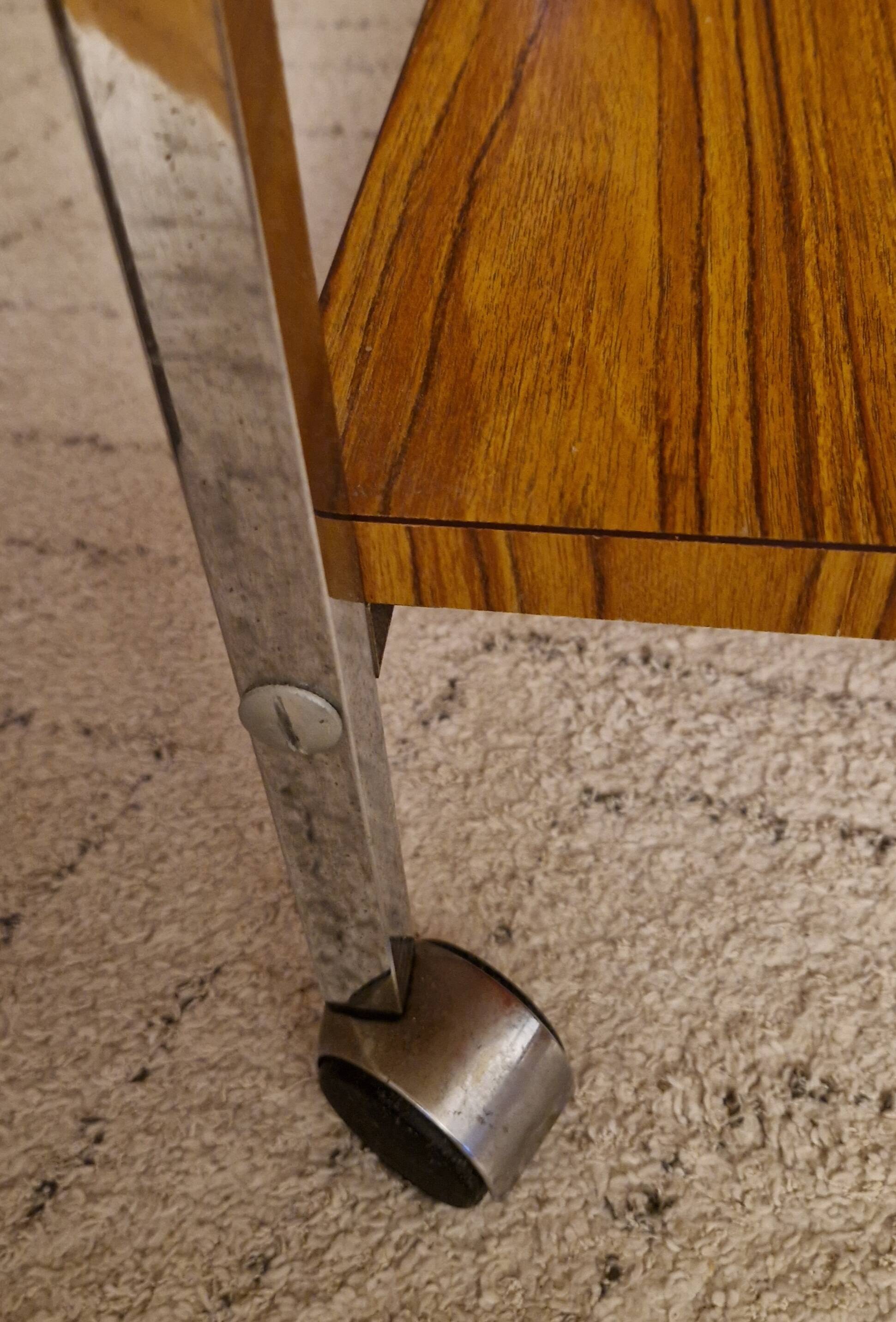 Formica, wood and chrome rolling trolley, 1970s